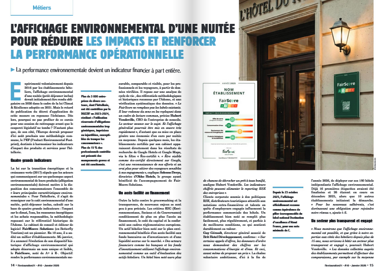 L’affichage environnemental d’une nuitée pour réduire les impacts et renforcer la performance opérationnelle